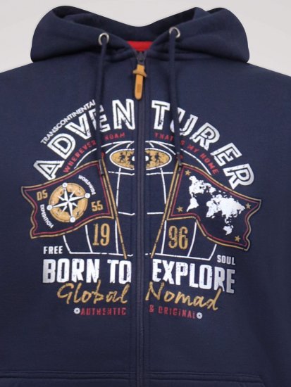 D555 Hector Adventurer Printed Zip Through Hoody Námořnická modrá - Mikiny & mikiny s kapucí - Mikiny & Mikiny s kapucí 2XL-12XL