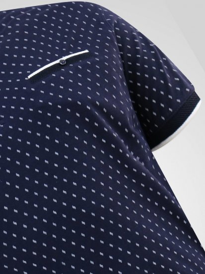 D555 Reid AOP Polo With Jacquard Collar, Pocket And Cuffs Námořnická modrá - Polokošile - Polokošile 2XL-8XL - Trička s límečkem 2XL-8XL