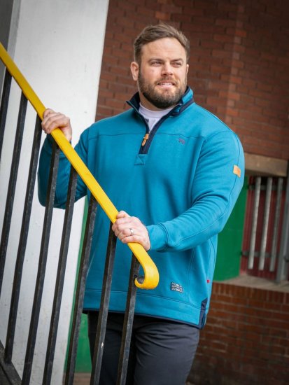 D555 Conway 1 1/4 Zip Neck Fleece Sweatshirt With Bear Logo Teal - Mikiny & mikiny s kapucí - Mikiny & Mikiny s kapucí 2XL-12XL