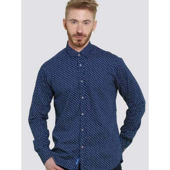 D555 Bainton Long Sleeve Shirt Navy - Košile - Košile 2XL-10XL