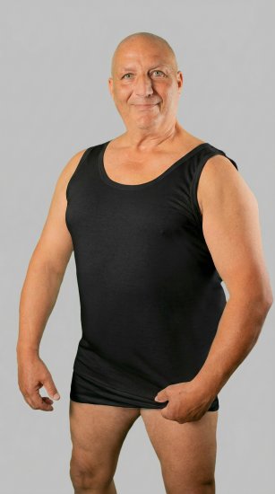 20 Nodi Crew Neck Tank Top in Combed Cotton Jersey Black - Spodní prádlo - Spodní Prádlo Nadměrné Velikosti 2XL-8XL