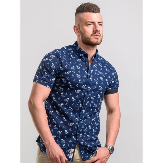 D555 Davian Hawaii Shirt Navy - Košile - Košile 2XL-10XL