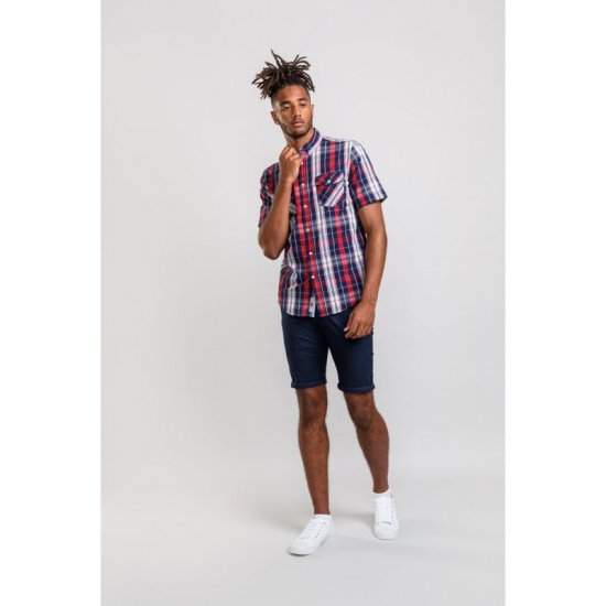 D555 Terell Shirt Navy/Red - Košile - Košile 2XL-10XL