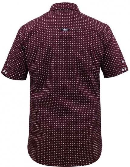 D555 Hillcrest S/S Micro Ao Print Shirt Burgundy - Košile - Košile 2XL-10XL