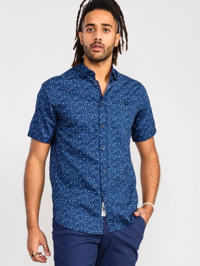 D555 Tristain S/S Floral Ao Print Shirt Navy - Košile - Košile 2XL-10XL