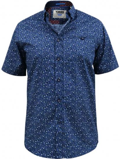 D555 Tristain S/S Floral Ao Print Shirt Navy - Košile - Košile 2XL-10XL