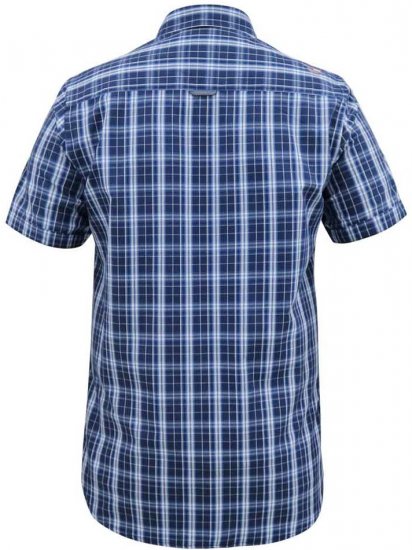 D555 Walcot Check Button Down Collar S/S Shirt Navy - Košile - Košile 2XL-10XL