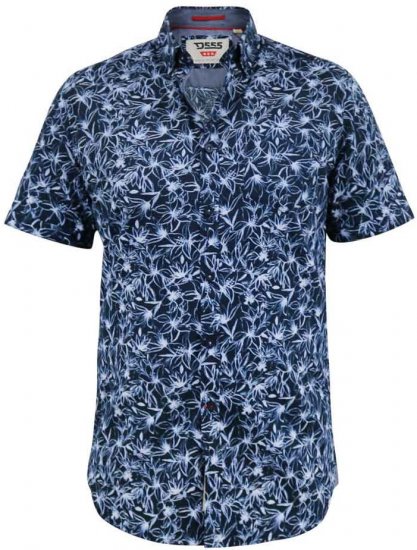 D555 Padbury Floral Ao Printed S/S Shirt Navy - Košile - Košile 2XL-10XL