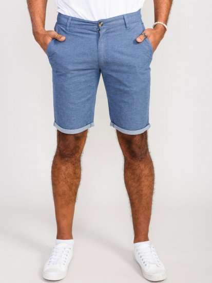 D555 Alderton Stretch Chambray Shorts Navy - Šortky - Šortky Nadměrné Velikosti W40-W60