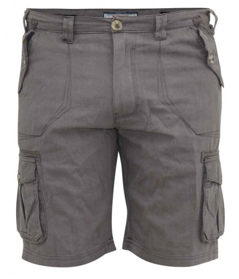 D555 Melton Cotton Cargo Shorts Grey - Šortky - Šortky Nadměrné Velikosti W40-W60