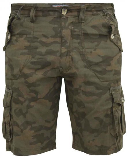 D555 Woobridge Camo Cotton Cargo Shorts - Šortky - Šortky Nadměrné Velikosti W40-W60