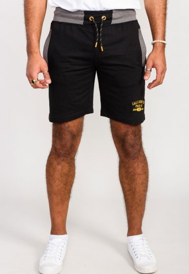 D555 Sutton Elasticated Waist Shorts With Embroidery Black - Tepláky & kraťasy - Tepláky a Teplákové Kraťasy 2XL-12XL