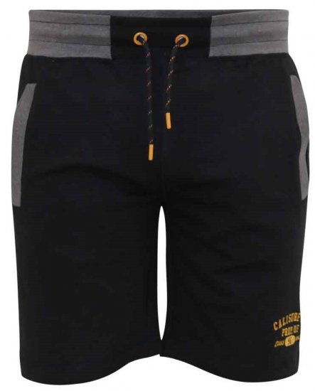 D555 Sutton Elasticated Waist Shorts With Embroidery Black - Tepláky & kraťasy - Tepláky a Teplákové Kraťasy 2XL-12XL