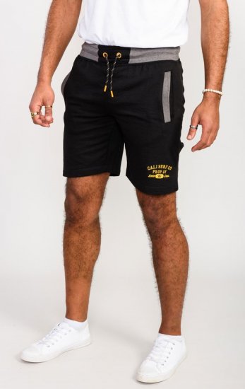 D555 Sutton Elasticated Waist Shorts With Embroidery Black - Tepláky & kraťasy - Tepláky a Teplákové Kraťasy 2XL-12XL