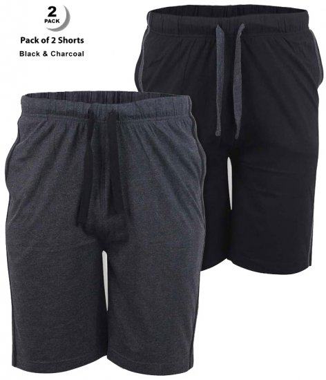 D555 Ryan Jersey Shorts 2-pack Black/Charcoal - Tepláky & kraťasy - Tepláky a Teplákové Kraťasy 2XL-12XL