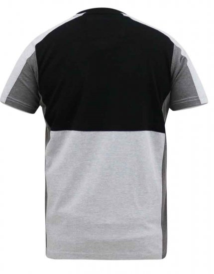 D555 Felix Couture Crew Neck Cut And Sew T-Shirt Black/Charcoal - Trička - Trička nadměrné velikosti - 2XL-14XL