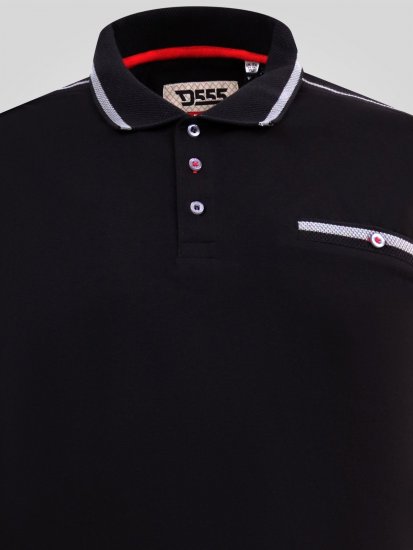 D555 Potts Jersey Polo With Jacquard Collar & Cuffs Černá - Polokošile - Polokošile 2XL-8XL - Trička s límečkem 2XL-8XL