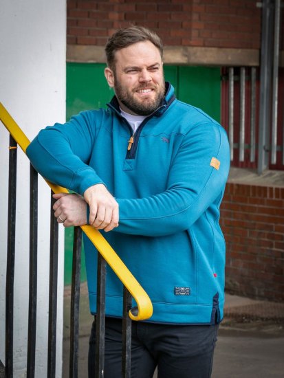 D555 Conway 1 1/4 Zip Neck Fleece Sweatshirt With Bear Logo Teal - Mikiny & mikiny s kapucí - Mikiny & Mikiny s kapucí 2XL-12XL