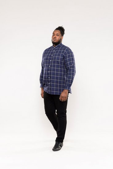 D555 Townsville Check Button Down Collar Shirt Navy - Košile - Košile 2XL-10XL