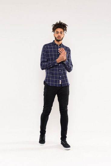 D555 Townsville Check Button Down Collar Shirt Navy - Košile - Košile 2XL-10XL