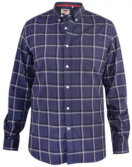 D555 Townsville Check Button Down Collar Shirt Navy - Košile - Košile 2XL-10XL