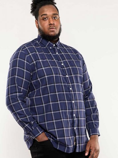 D555 Townsville Check Button Down Collar Shirt Navy - Košile - Košile 2XL-10XL