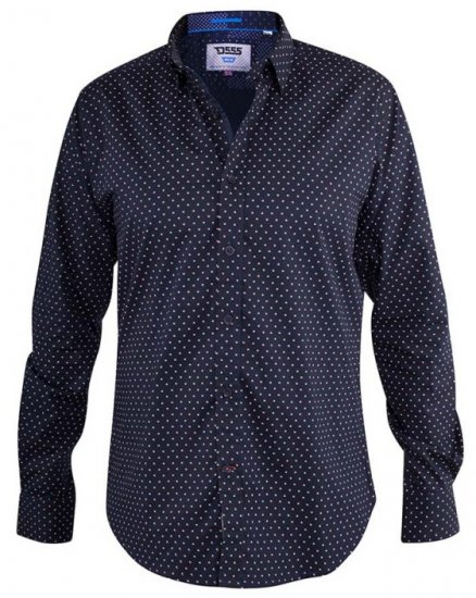 D555 Adelaide Long Sleeve Printed Shirt Navy - Košile - Košile 2XL-10XL