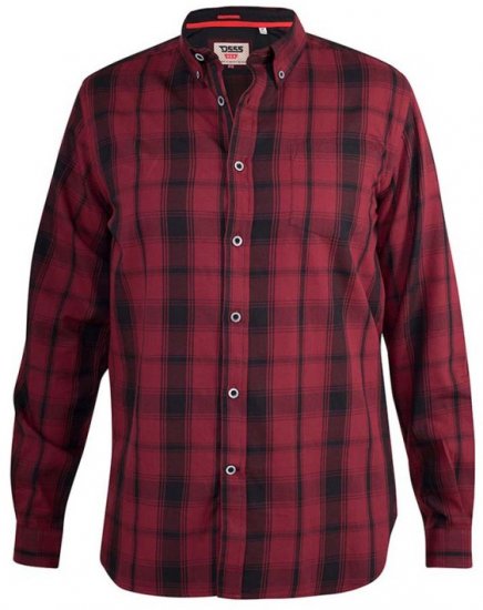 D555 Benalla Check Long Sleeve Button Down Shirt - Košile - Košile 2XL-10XL