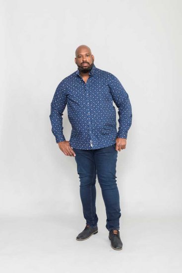 D555 Edmund AOP Shirt Navy - Košile - Košile 2XL-10XL