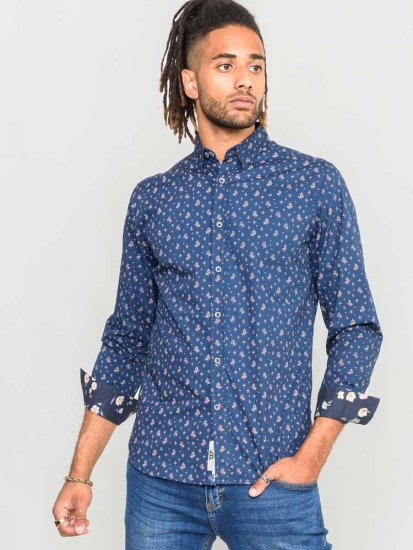 D555 Edmund AOP Shirt Navy - Košile - Košile 2XL-10XL