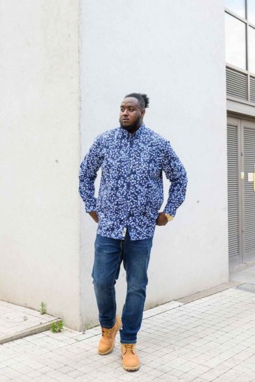 D555 Harrow AOP Shirt Blue - Košile - Košile 2XL-10XL