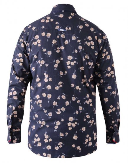 D555 Rooksey Floral Print Shirt Navy - Košile - Košile 2XL-10XL