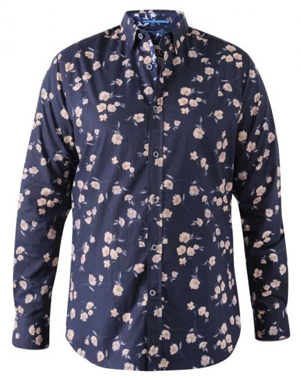 D555 Rooksey Floral Print Shirt Navy - Košile - Košile 2XL-10XL