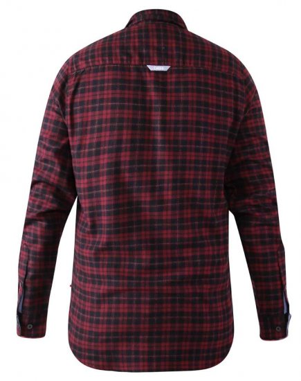 D555 Holton Dark Red Checked Flannel Shirt - Košile - Košile 2XL-10XL