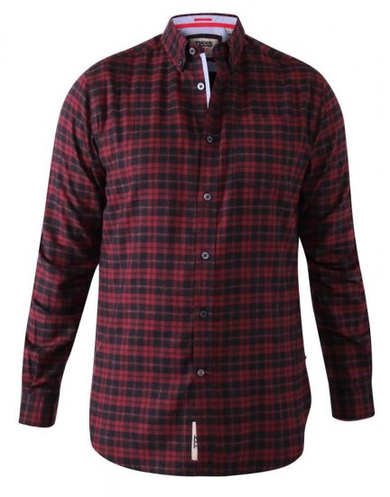 D555 Holton Dark Red Checked Flannel Shirt - Košile - Košile 2XL-10XL