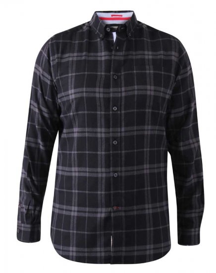 D555 Harwich Flannel Check Shirt Black - Košile - Košile 2XL-10XL