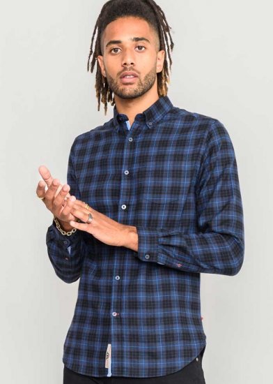 D555 Dovercourt Flannel Check Shirt Blue and Black - Košile - Košile 2XL-10XL