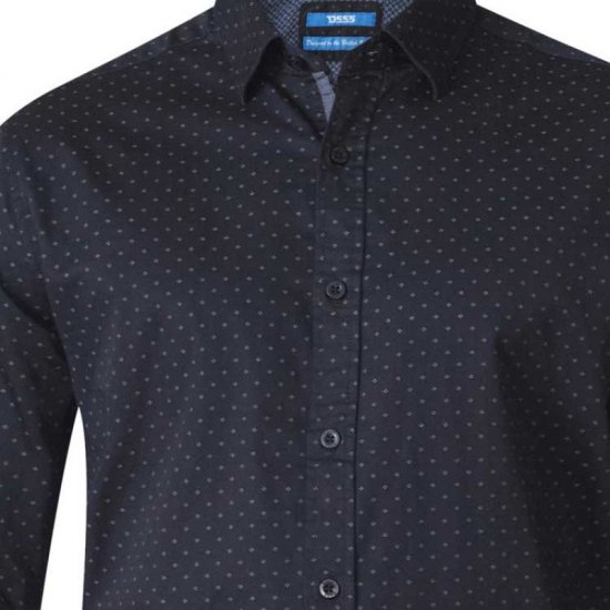 D555 Jahine Long Sleeve Printed Shirt Black - Košile - Košile 2XL-10XL