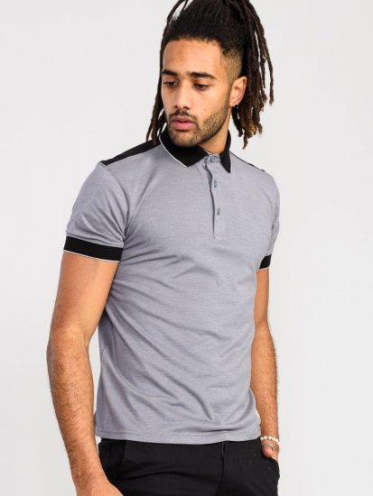 D555 Prinstead Pique Polo Shirt Grey - Polokošile - Polokošile 2XL-8XL - Trička s límečkem 2XL-8XL