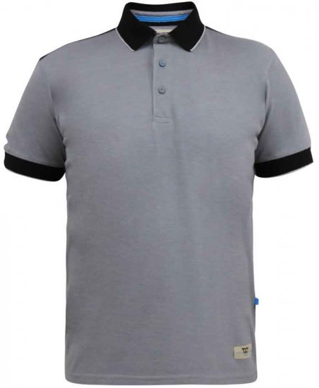 D555 Prinstead Pique Polo Shirt Grey - Polokošile - Polokošile 2XL-8XL - Trička s límečkem 2XL-8XL