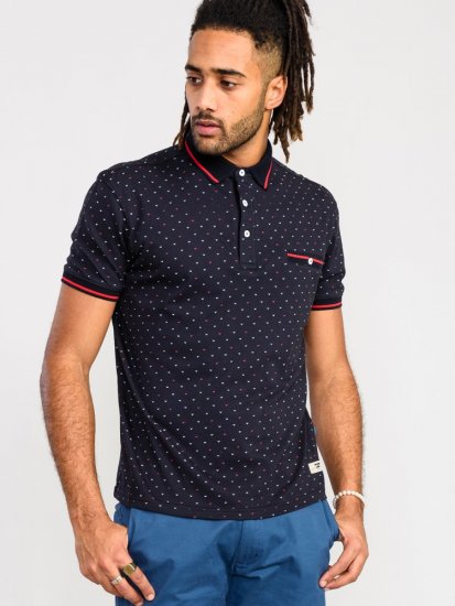 D555 Ashwell Ao Printed Polo Shirt Dark Navy - Polokošile - Polokošile 2XL-8XL - Trička s límečkem 2XL-8XL
