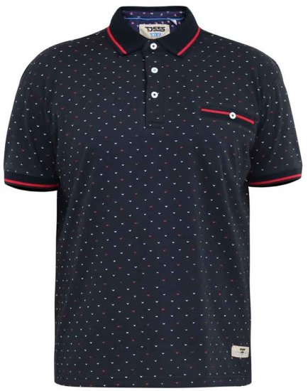 D555 Ashwell Ao Printed Polo Shirt Dark Navy - Polokošile - Polokošile 2XL-8XL - Trička s límečkem 2XL-8XL