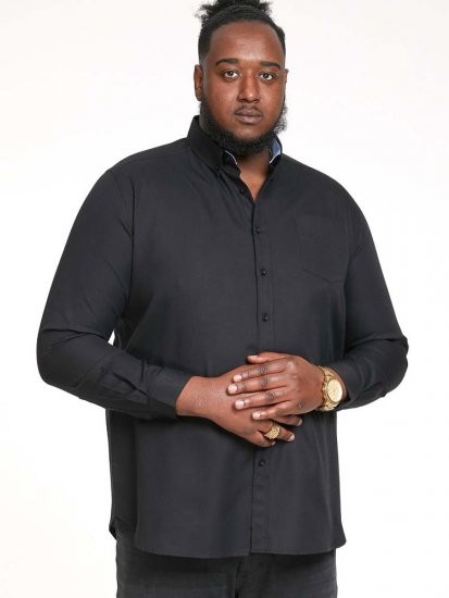 D555 Richard Long Sleeve Oxford Shirt Black - Košile - Košile 2XL-10XL