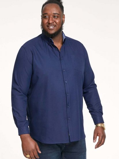 D555 Richard Long Sleeve Oxford Shirt Navy - Košile - Košile 2XL-10XL