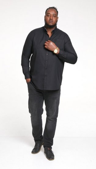 D555 Richard Long Sleeve Oxford Shirt Black - Košile - Košile 2XL-10XL