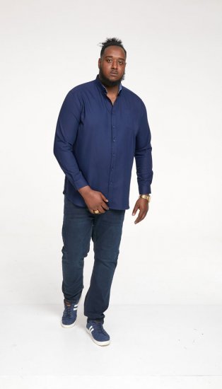 D555 Richard Long Sleeve Oxford Shirt Navy - Košile - Košile 2XL-10XL