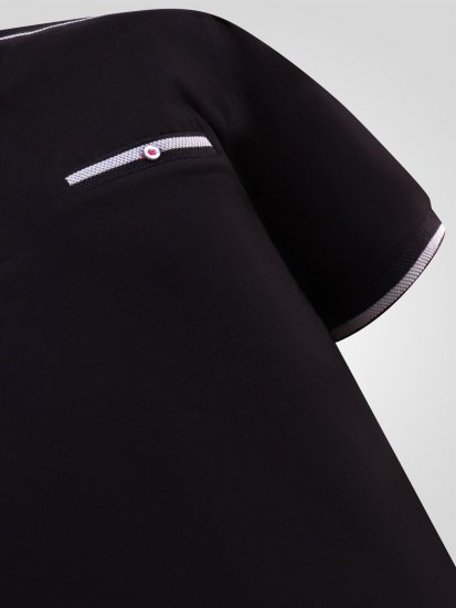 D555 Potts Jersey Polo With Jacquard Collar & Cuffs Černá - Polokošile - Polokošile 2XL-8XL - Trička s límečkem 2XL-8XL