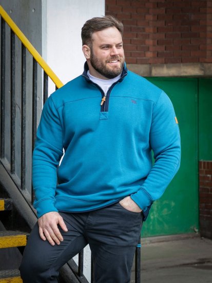 D555 Conway 1 1/4 Zip Neck Fleece Sweatshirt With Bear Logo Teal - Mikiny & mikiny s kapucí - Mikiny & Mikiny s kapucí 2XL-12XL