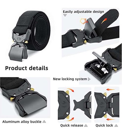 D555 Dale Tactical Stretch Webbing Belt with Heavy Duty Quick Release Buckle Black - Pásky - Pásky W40-W70/2XL-8XL