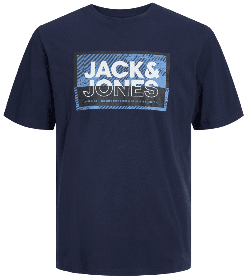 Jack & Jones JCOLOGAN T-Shirt Navy Blazer - Trička - Trička nadměrné velikosti - 2XL-14XL
